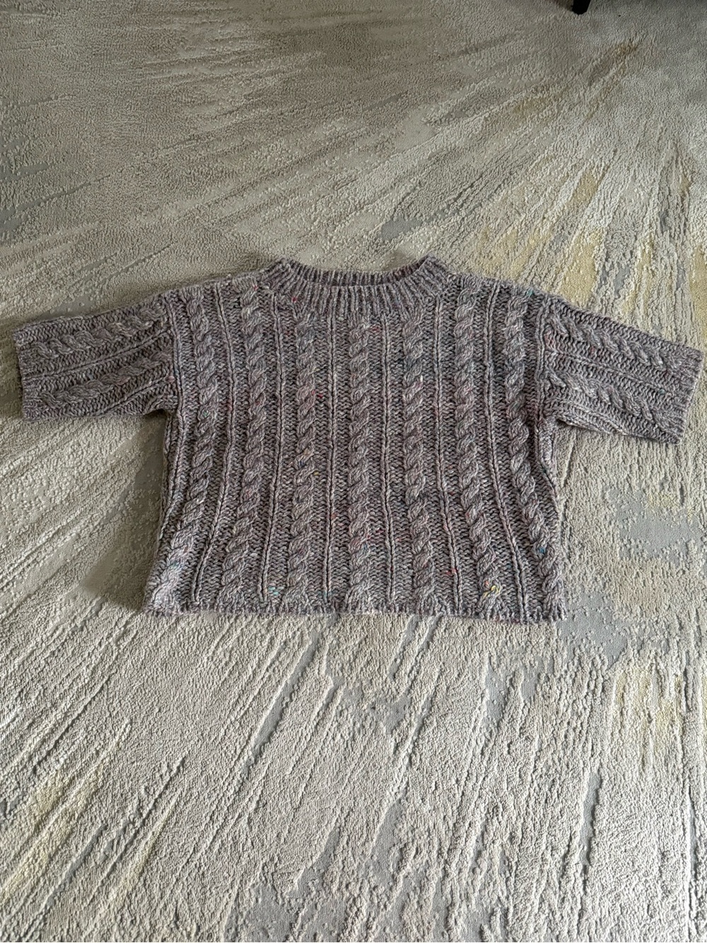 Vintage wool angora rabbit hair short sleeve cable knit sweater brown medium